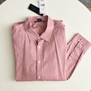 Bloomingdale's Men’s Cotton Button Down Shirt Size Large Brick Red New